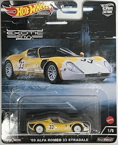 Hot Wheels 1969 Alfa Romeo 33 Straddle jaune HCJ91 Exotic Envy 1/5 paquet abîmé - Photo 1/3