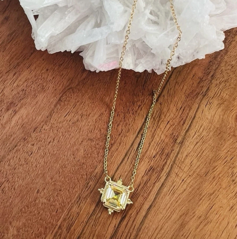 Colar pingente angélica cristal canário folheado a ouro 14K Judith Ripka novo com etiquetas - Imagem 1 de 4