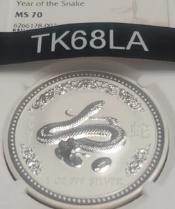 2001 Australia Year of Snake ๐1 Oz Silver Coin NGC MS 70 ๐Sigma tested๐ฌ๐๐ - Picture 1 of 8