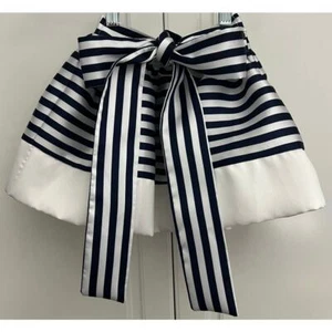 Mama Luma Girls Navy Blue/White Striped Skirt with Self Tie Bow Size 3-4 - Picture 1 of 11