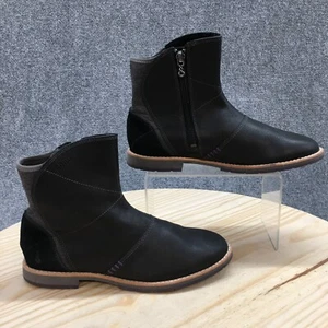 Ahnu Boots Womens 7.5 Octavia Waterproof Black Leather Side Zip Almond Toe - Picture 1 of 17