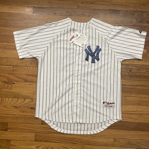 Majestic MLB New York Yankees #34 Home Pinstripe Jersey Size 50 New W/ Tags VTG Cover