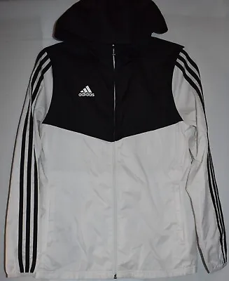 Adidas Women's Jacket X-Small White & Black Lightweight Mesh Lined Windbreaker • 20€