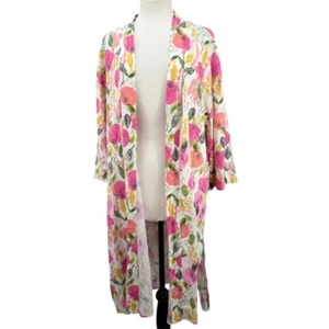 Charlie Paige x Suzanne Allard Cover Up Linen Blend Pink Floral Boho One Size - Picture 1 of 11