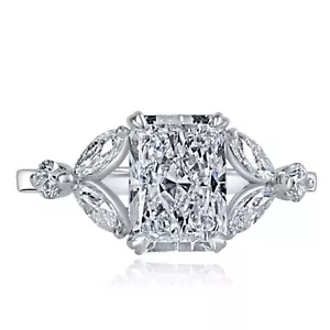 Bague diamant IGI 2,68 TCW E-VVVS2 taille brillante rayonnante en laboratoire or blanc 14 carats - Photo 1 sur 10