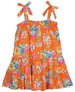 Rare Editions Toddler Girls Floral Printed Tiered Dress Sleeveless Orange Sz 2T - Picture 1 of 6