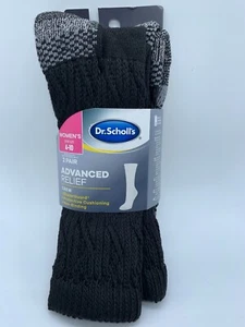 NEW 2 PAIRS DR.SHOLL'S WOMEN NON BINDING ADVANCED RELIEF BLACK CREW SOCKS USA - Picture 1 of 2
