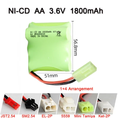 Batería recargable 6V 1800mAh NI-CD AA SM-2P Plug JST para RC Juguetes Coches Barcos Foto 1 de 4
