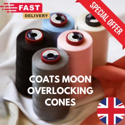 Premium Coats Moon Overlocking Thread Sewing Machine Thread 120 5000 Yard Cones - Image 1 of 2