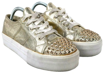 Steve Madden Women's  Sz 9.5 Braady Gold Platform Studded Fashion Sneaker Shoes - Image 1 of 4