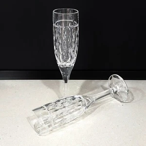 2 Ralph Lauren Aston Crystal 9 3/8” Champagne Flute Glasses Signed - Picture 1 of 12