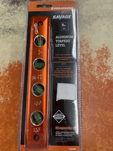 Swanson TL043M 9-Inch Savage Magnetic Torpedo Level, Orange 9" Magnetic Levels - Picture 1 of 1