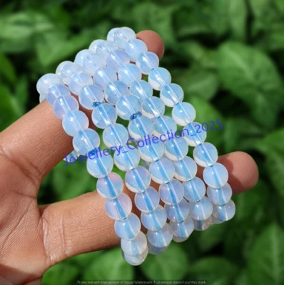 Pulsera de cuentas elásticas redondas lisas opalita lechosa 5 piezas tamaño 8 mm 7,5"" de longitud Foto 1 de 3