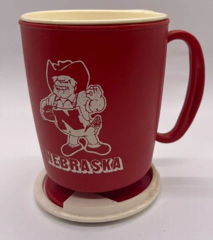 Vintage Nebraska Cornhusker Herbie Husker Cup Go Big Red / Coffee Mug w/Lid Cover