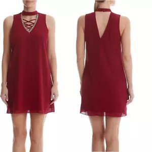 Womens A. Byer Oxblood Red Choker Sleeveless Mini Dress Size Small NWT - Picture 1 of 1