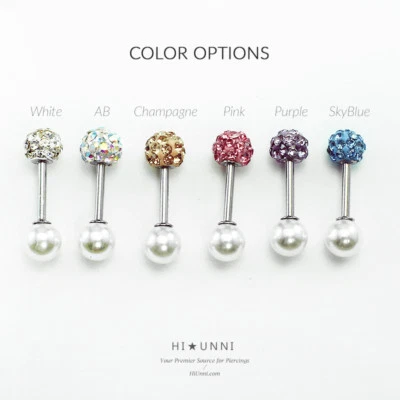 Pendiente 16g 5mm Ferido bola cúbica perla tragus, perno de cartílago hélice 316l SS Foto 1 de 4