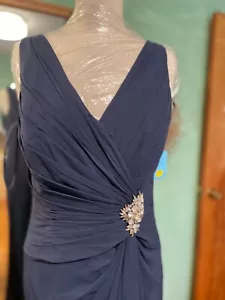 Jovani 630063 Navy Beaded Evening Formal Special Occasion Prom Dress Size 14 - Picture 1 of 15