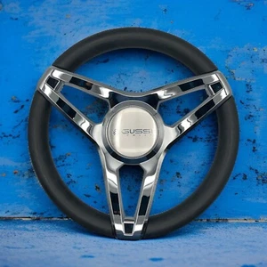 Molino Black Boat Steering Wheel with Gussi Italia Center Cap | Keyed Hub - Bild 1 von 15
