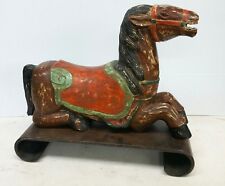 Large Chinese Carved Wood and Painted Horse Statue W/ Wood Stand