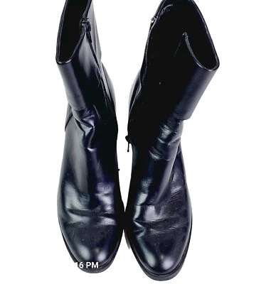 Botines Etienne Aigner para mujer 6,5 M negros imitación cuero cremallera tacones afines Foto 1 de 4