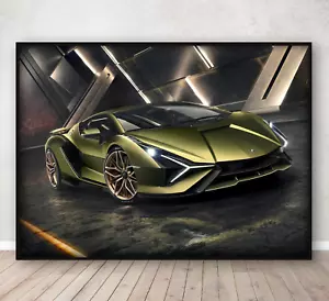Póster Lamborghini Sian impresión de arte de pared coche deportivo dormitorio regalo enmarcado A4 - Imagen 1 de 3
