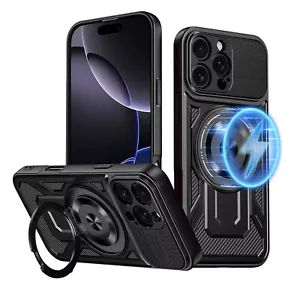 For iPhone 16 Pro Max 15 14 13 12 11 Case Mag Safe Shockproof Cover with Ring - Picture 1 of 17