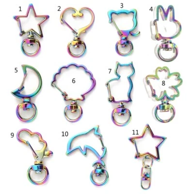 10 Pieces Heart Star Keychain Rainbow Metal Clasp for Jewelry Finding - Image 1 of 4