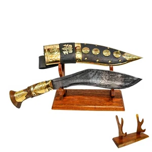 Tibetan Nepal Khukuri Kukri Gurkha Gorkha Knife Bowie Machete Sheath Case Stand - Picture 1 of 5