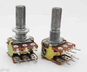 100x Potenciómetro estéreo doble giratorio cónico eje de olla una unidad 20 mm 6 pines - Imagen 1 de 3