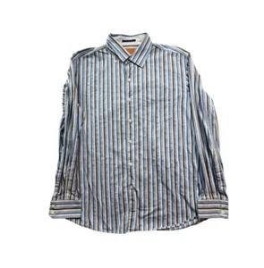 Tommy Bahama gestreiftes langärmliges Button-Down-Hemd aus 100 % Baumwolle für Herren XL - Bild 1 von 8