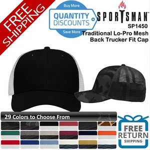 🔥 Sportsman Men Traditional Lo-Pro Mesh Back Trucker Cap Hat six-panel SP1450 - Picture 1 of 86