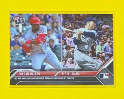 2023 Topps Now Jordan Walker/Ted Williams HIT STREAK Cardinals/Red Sox #87 SP - Image 1 of 2