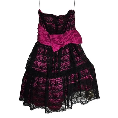 Early 2000s Vintage, Black & Pink lace Betsey Johnson cupcake dress Size 2 Y2K - Image 1 of 4