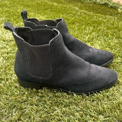 Tom’s Ella Suede Leather Chelsea Style Slip On Low Heel Ankle Boots Black size 9 - Image 1 of 4