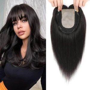 Hair Toppers for Women Real Human Hair, 360° 3D 12" Natural Black - Picture 1 of 3