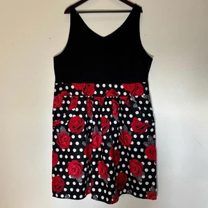 City Chic XXL/24 ärmelloses Fit & Flare Kleid rosa gepunktet - Bild 1 von 9