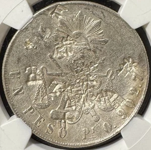 1872 L-Pi H Mexico 1 Peso Chopmark NGC "Balance Scale" - Bild 1 von 3