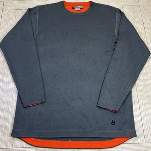Rusty Sweater Mens XL Gray Orange Double Layer Crewneck Knit Pullover Shirt - Picture 1 of 9