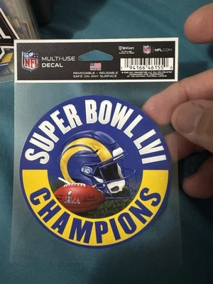 "Calcomanía troquelada para fanáticos de Los Angeles Rams WinCraft Super Bowl LVI Champions 4x4""" Foto 1 de 2