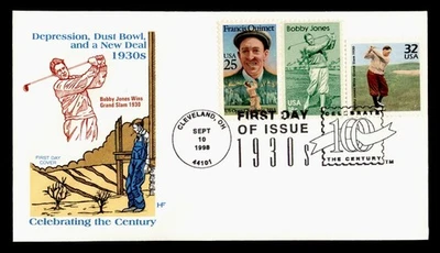 DR WHO 1998 FDC BOBBY JONES GOLF FARNAM CACHET COMBO CELEBRATE CENTURY M58355 - Image 1 of 2