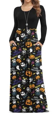 VIISHOW Women's Long Sleeve Maxi Dress Black Large Pockets Loose Casual S-XL - Image 1 of 4