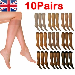 10 Pairs Women Over Knee High Tights Pop Socks Comfort Top Silky Smooth UK. - Picture 1 of 13