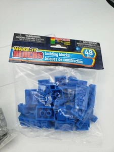 Make-It Blocks 48 Pieces Blue Building Blocks Fits All Leading Brands. Sealed - Picture 1 of 1