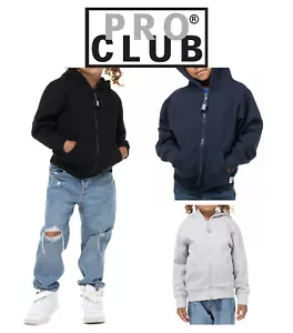 Pro Club Youth Kid's Soft Fleece Pockets Full Zip Hoodie Jacket Sweater - Picture 1 of 8