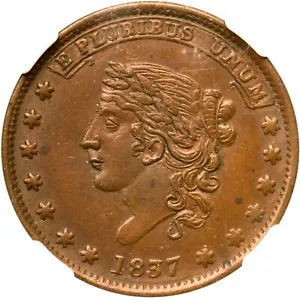 1837 HT-239 NGC MS 62 BN CENTER MARKET NEW YORK NY Hard Times Medaille - Bild 1 von 3