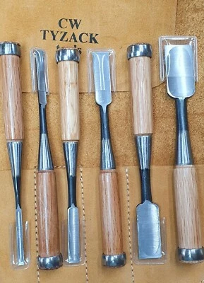 Japanese Tataki Nomi, Standard Bench Chisels 6pc Set + Leather Chisel Roll  - Image 1 of 3