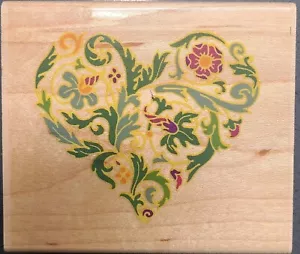 Estampida de goma - CORAZÓN FLORECIDO DE LUJO - Aprox. 3,5" x 3,25' - Imagen 1 de 3