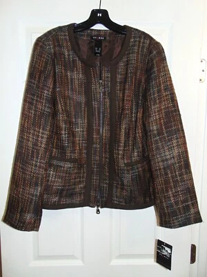 Blazer para mujer Axcess multicolor marrón tweed estilo carrera forrado nuevo con etiquetas talla XL Foto 1 de 4