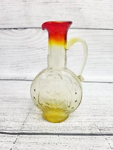 Vintage Amberina Crackle Glas Cruet Adler gelb & rot 6" - Bild 1 von 4
