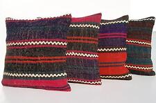 TURKISH PILLOW COVER RUG HAND WOVEN SQUARE MULTI COLORED WOOL AREA RUGS 16"X16"